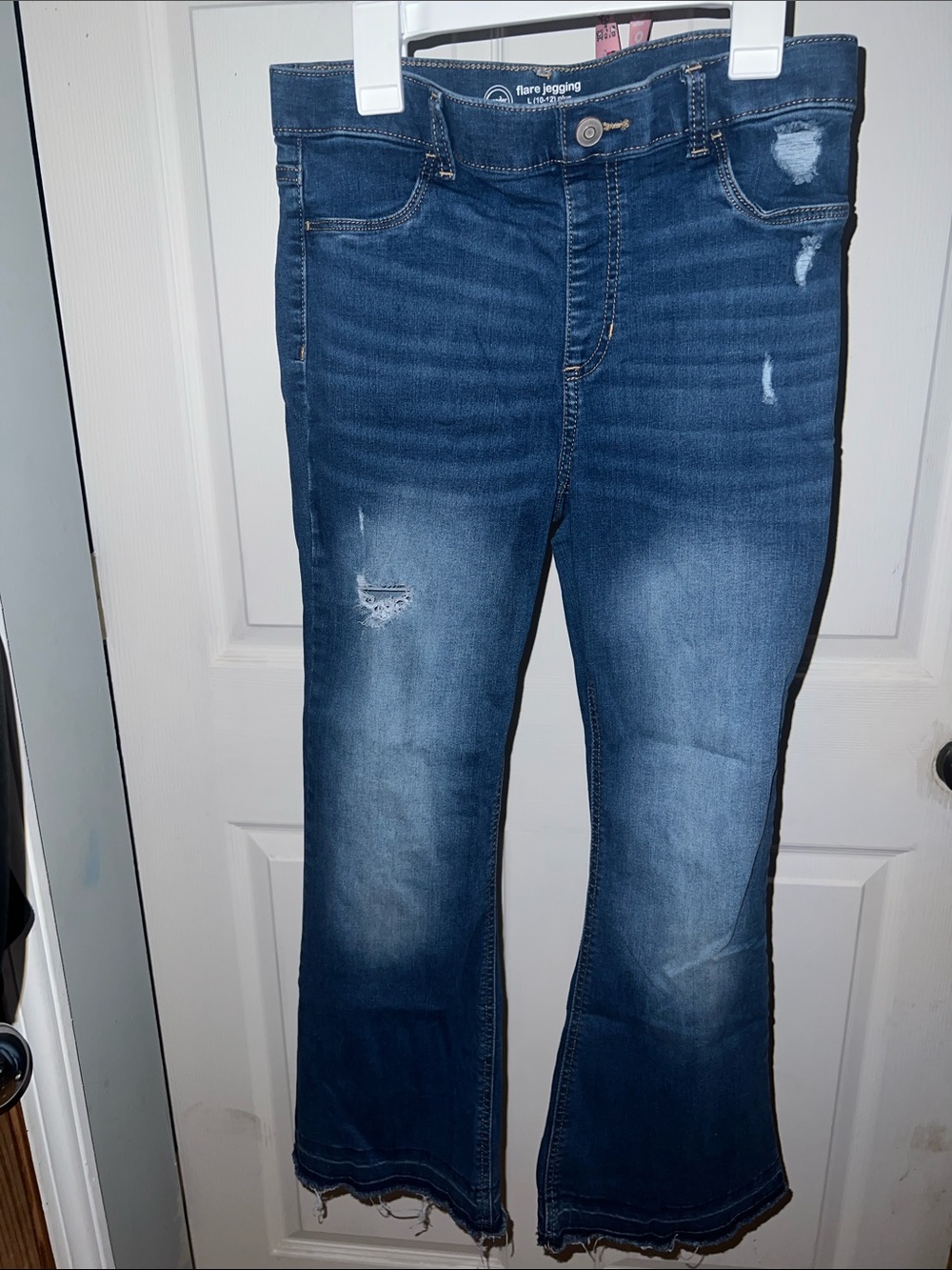 Flare Jegging Girls Dark Blue Distressed Jeans